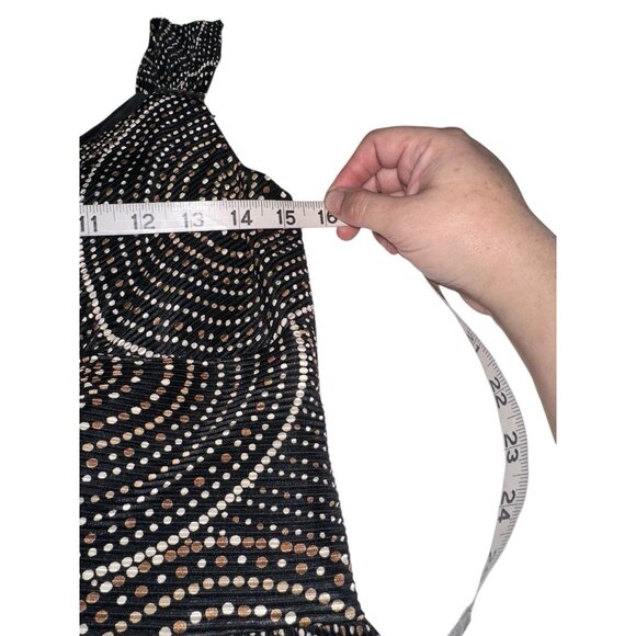NWT Evan Picone Womens Surplice Sheath Dress Sz 6 Black Beige Gold Geometric - Picture 6 of 8